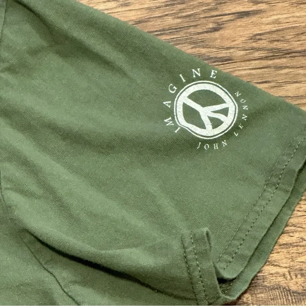 Gildan Softstyle Ring Spun John Lennon Short Sleeve T-Shirt Green Size Medium